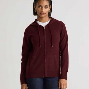 Quince Mongolian Cashmere Full Zip Hoodie in Rich Burgundy Size XS NEW Luxury
